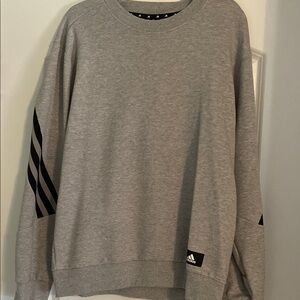 Adidas Gray Crewneck Sweatshirt with Black Stripes